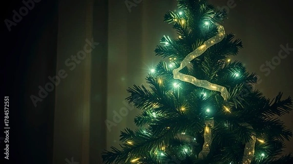 Fototapeta Ethereal Spiritual Christmas Tree with Gentle Soft Light and Mystical Aura