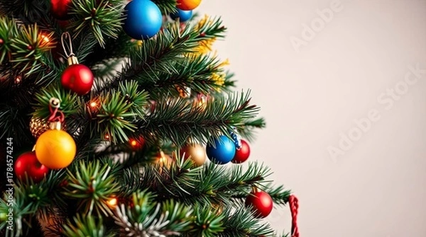 Obraz Vibrant Christmas Tree with Complementary Colors and Balanced Tones