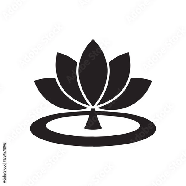 Fototapeta Lotus on Water Silhouette Icon
