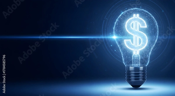 Fototapeta Innovative financial solution concept with light bulb and dollar sign for business success idea