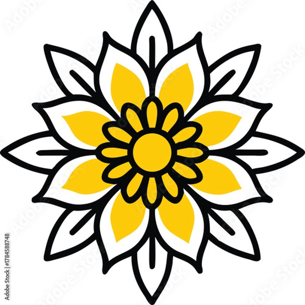 Fototapeta Intricate enchanted floral mandala design with geometric patterns