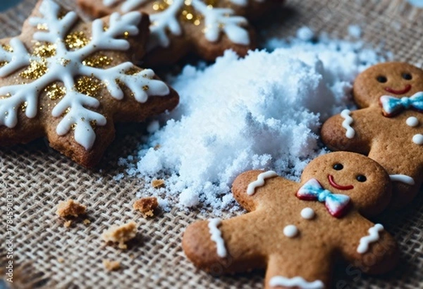 Obraz christmas sugar cookies and gingerbread men closeup