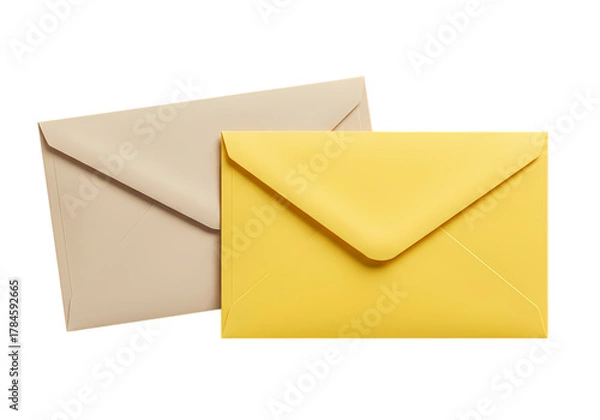 Fototapeta Send modern letter with yellow and beige envelopes