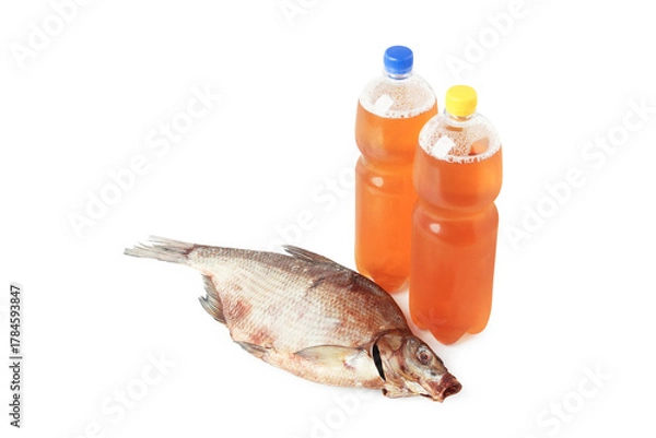 Obraz Draft beer and dried fish