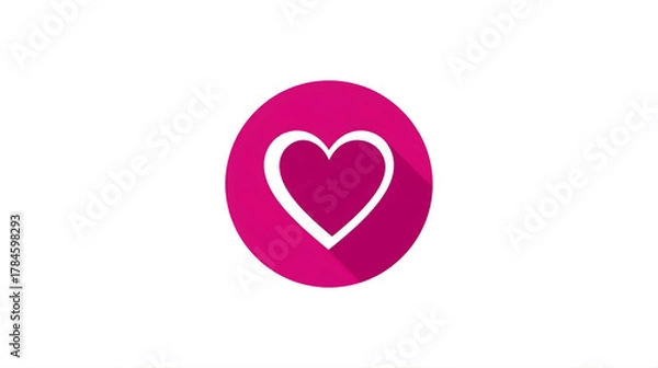 Fototapeta Elegant Heart Icon: A simple yet elegant heart icon, encased in a vibrant magenta circle, perfect for conveying emotions of love, care, or compassion.