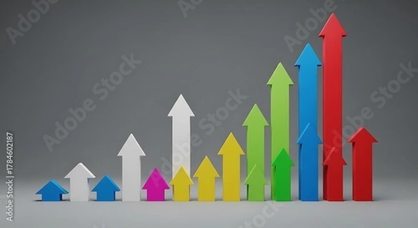 Obraz Colorful arrows ascend showing strong business growth and financial success