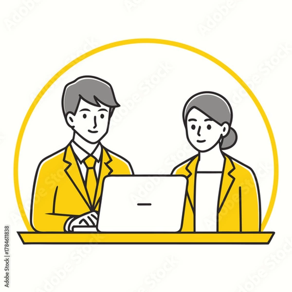 Obraz Business People Collaboration Illustration in Simple Style