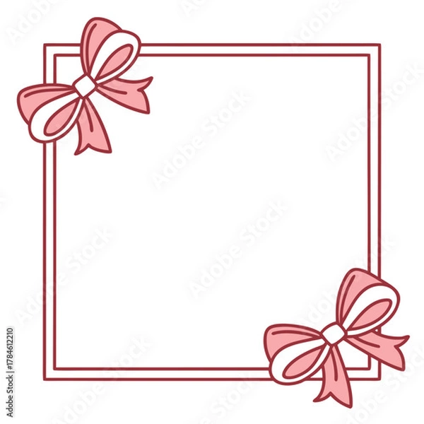 Fototapeta Pink Bow Border Frame Illustration Design Background