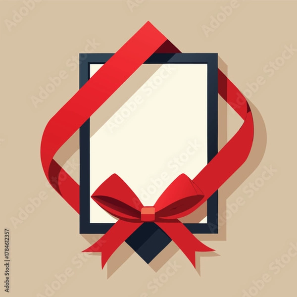 Fototapeta Modern Frame with Ribbon Bow for Creative Presentation Design