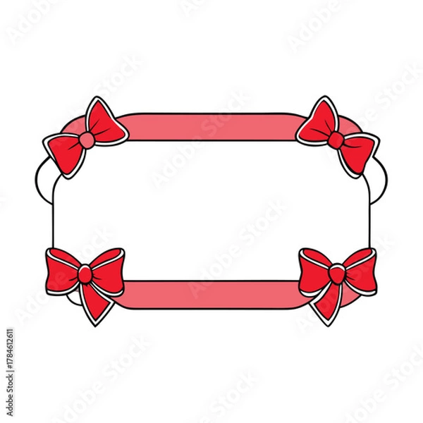 Obraz Cute Frame Design with Ribbon Bows Graphic Illustration
