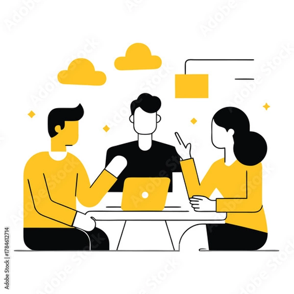 Fototapeta Business Team Meeting Collaboration at Table Vector Illustration