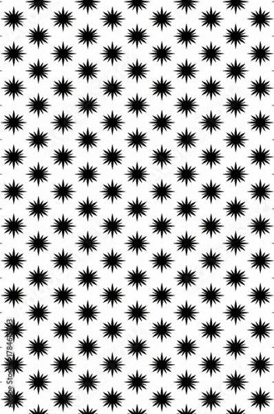 Obraz Bold black starburst pattern on clean white background creates a modern graphic design element for creative projects
