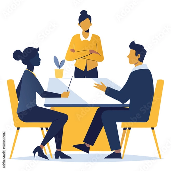 Fototapeta Professional Team Meeting Vector Illustration for Business Strategy