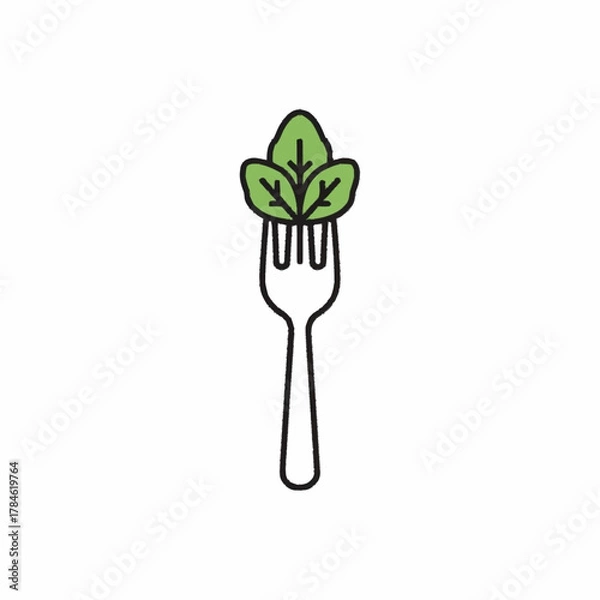 Fototapeta Fork with Fresh Green Leaves Symbolizing Healthy Eating and Vegetarianism.