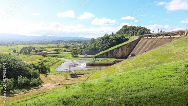 Obraz Medium-sized dams that store water for agricultural use.