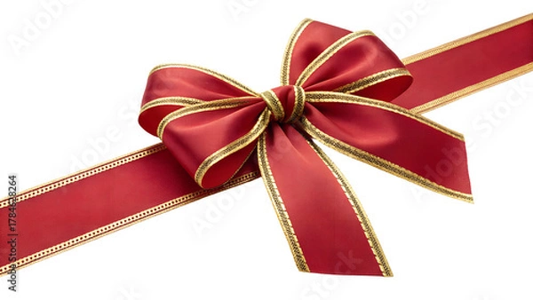 Fototapeta red ribbon bow on transparent background