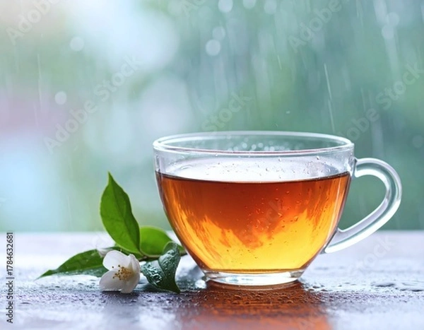 Fototapeta Warm Tea at Dusk with Soft Light