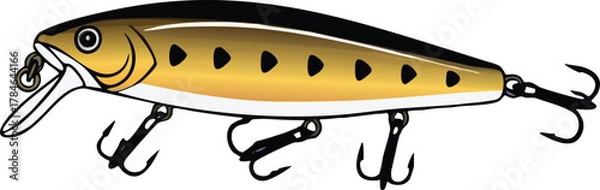 Obraz Yellow Fishing Lure with Multiple Hooks for Angling