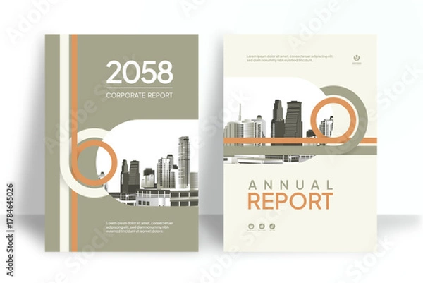 Obraz Business Report Cover Template – Orange Geometric Layout (A4)