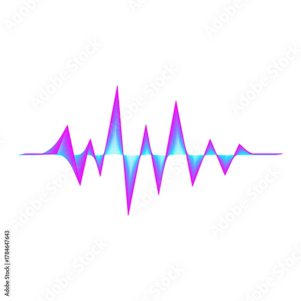 Obraz Vibrant Neon Sound Wave Visualizer, Futuristic Purple and Blue Audio Pulse