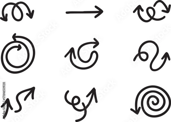 Obraz Hand drawn arrow vectors: doodle arrow set for design and illustration eps silhouette