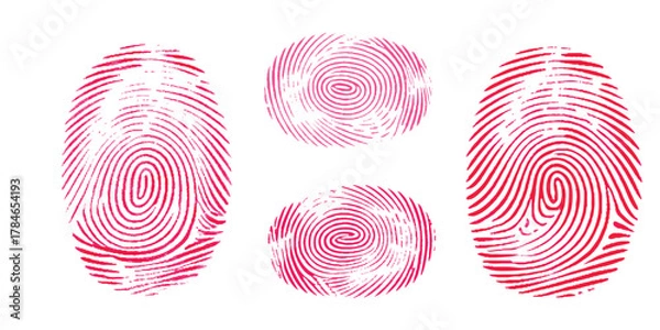 Fototapeta Finger print background white red vector, Biometric, identity icon set. Fingerprints icon set vector isolated.