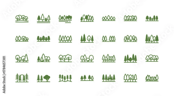 Fototapeta Tree line icon collection. Vector set. Various thin, simple outlines. Group of design elements
