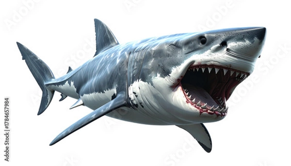 Fototapeta  1. Predatory Shark with Sharp Teeth, isolated on transparent background