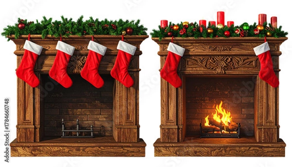Fototapeta  2. Female Friends Posing Side by3. Happy Women Looking at Cam1. Rustic Fireplace with Festive Pine Gar2. 3D Christmas Fireplace Decoration Scland, isolated, isolated on transparent background