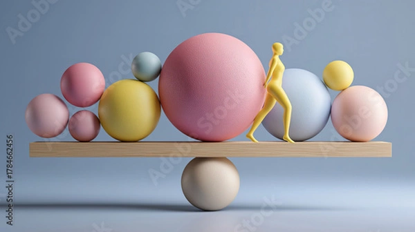 Obraz Concept of work life balance highlighting importance of health career and personal time management