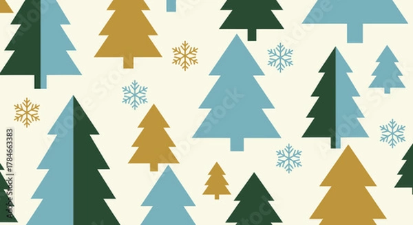 Fototapeta Abstract Seamless Pattern Christmas Trees Snowflakes
