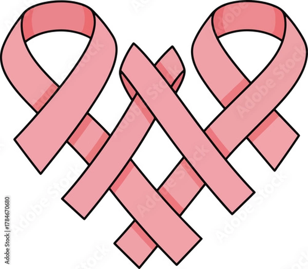 Obraz Symbolic representation of awareness ribbons forming a stylized heart shape, promoting health and support