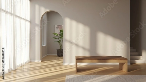 Obraz Modern interior with sunlight and plants during daytime