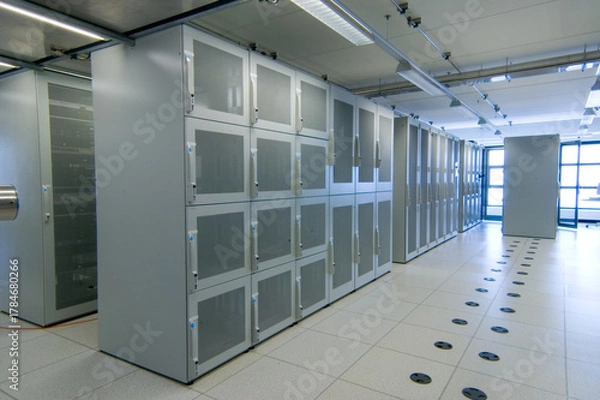 Fototapeta Hosting environment with rack mount cabinets