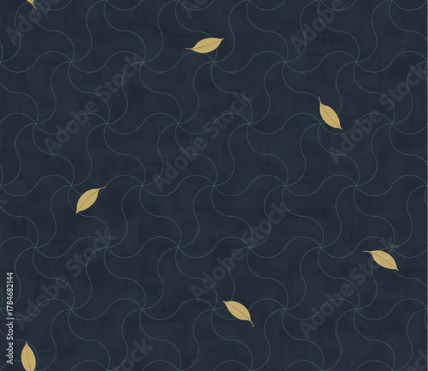 Obraz Golden Leaves on Waves Pattern