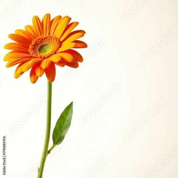 Fototapeta Vibrant orange gerbera daisy, isolated white background , texture, graphics