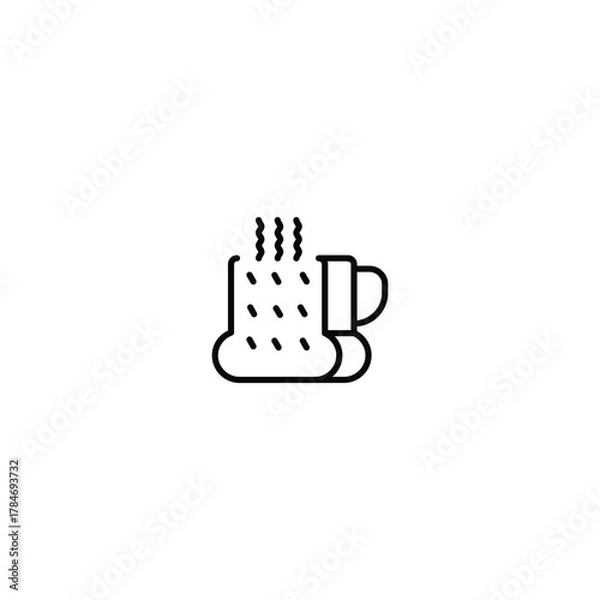 Fototapeta Minimalist Coffee Cup and Toast Breakfast Line Icon