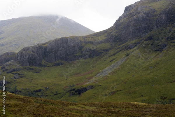 Fototapeta Panoramic view of Glencoe, near Fort William, in the Scottish Highlands, Scotland