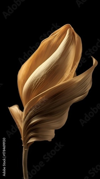 Obraz Golden Flower on Black Background