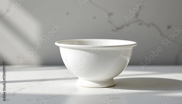 Fototapeta Minimal colander, pearly white, single droplet detail, graphic shadow