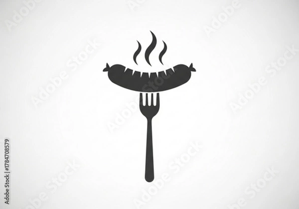 Obraz Hot sausage on a fork