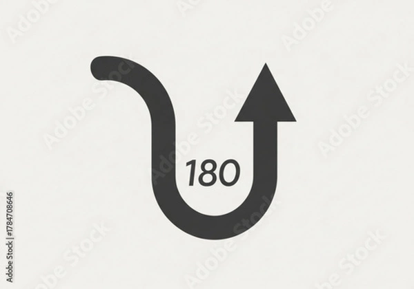 Obraz A dark gray arrow forms a uturn with 180 degrees indicated