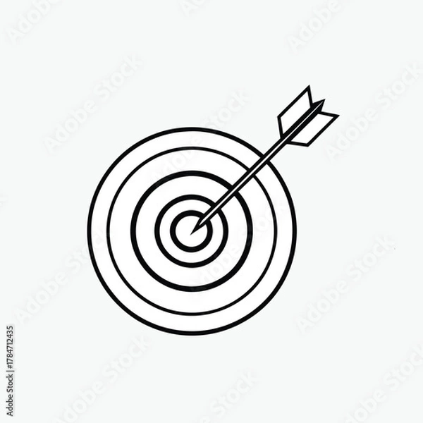 Fototapeta bullseye target with arrow editable vector template