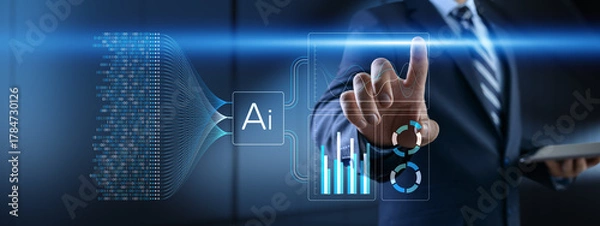 Obraz Artificial Intelligence Data Analysis and Machine Learning Insights Visualization for Business Technology.