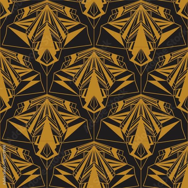 Fototapeta seamless pattern futuristic luxury art deco elements