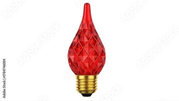 Obraz Red christmas light bulb decorative c bulb replacement led faceted vintage style holiday lighting on transparent background