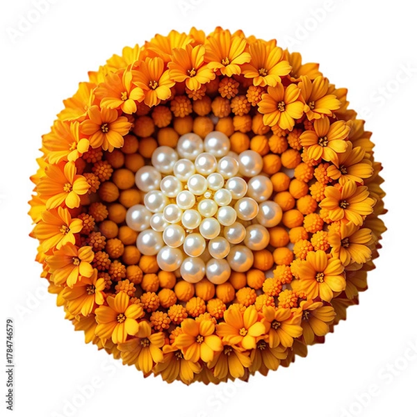 Obraz Intricate floral arrangement with pearls at the center