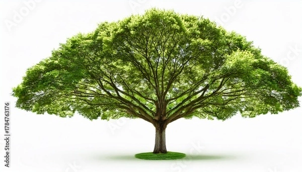 Fototapeta Beautiful Green Tree With Lush Foliage Isolated On White Background