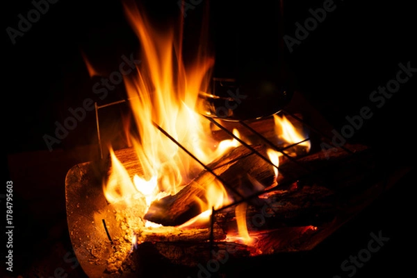 Obraz 夜の焚き火