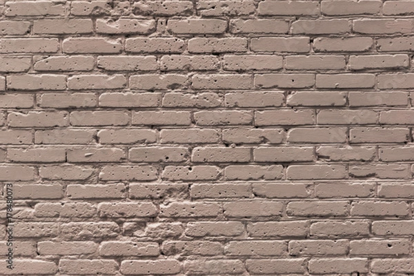 Fototapeta Old painted brick wall - background, texture, copy-paste